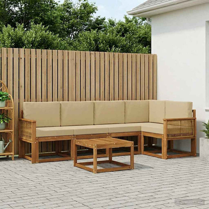 Set de canapele de exterior cu pernă 6 pcs Natural și Bej WALTI