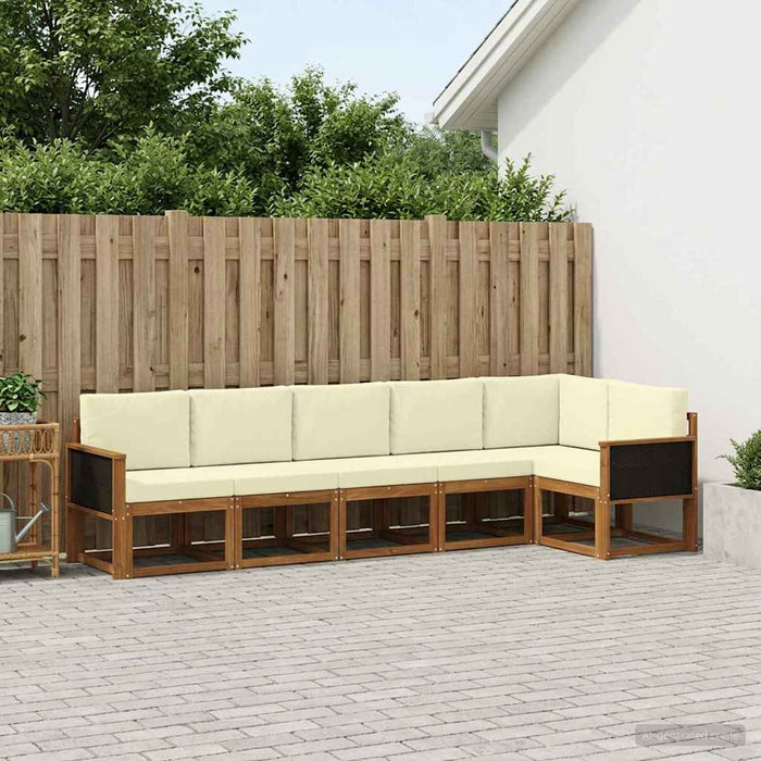 Set de canapele de exterior 6 pcs Natural și Crem Poliester WALTI
