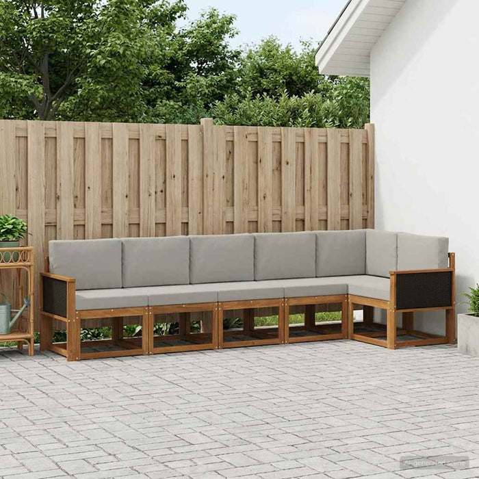 Set de canapele de exterior 6 pcs Natural și gri deschis WALTI