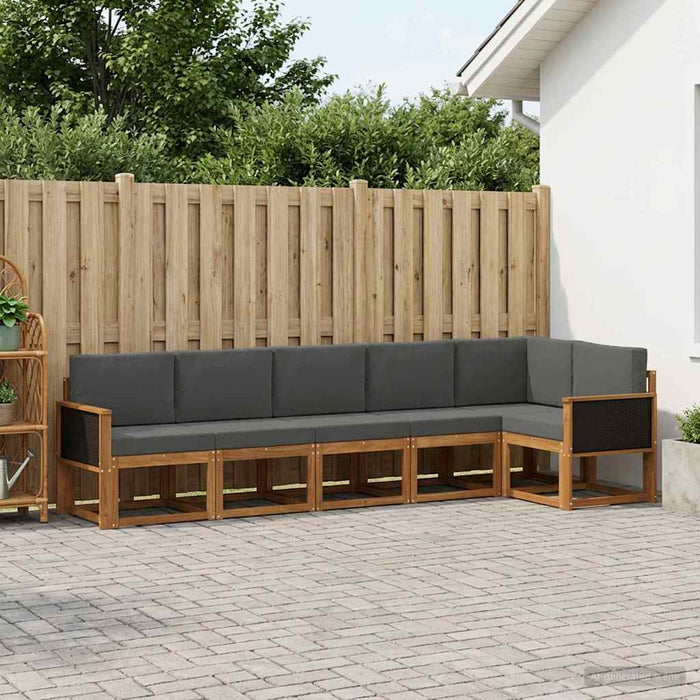 Set de canapele de exterior 6 pcs Natural și Antracit Poliester WALTI