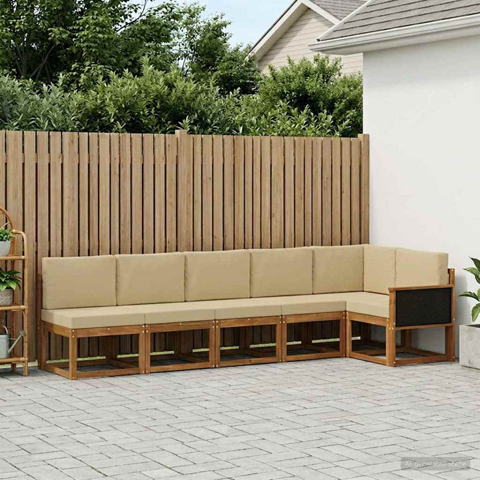 Set de canapele de exterior 6 pcs Natural și Bej Poliester WALTI