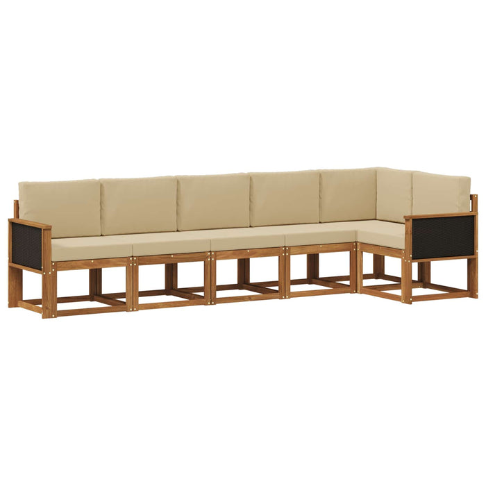 Set de canapele de exterior 6 pcs Natural și Bej Poliester WALTI