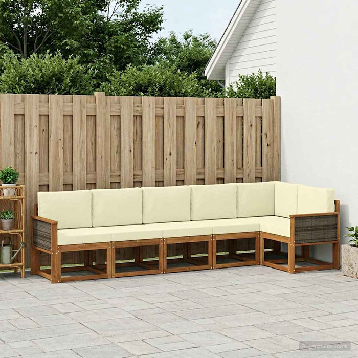 Set de canapele de exterior 6 pcs Natural și Crem Poliester WALTI