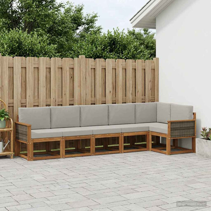 Set de canapele de exterior 6 pcs Natural și gri deschis WALTI