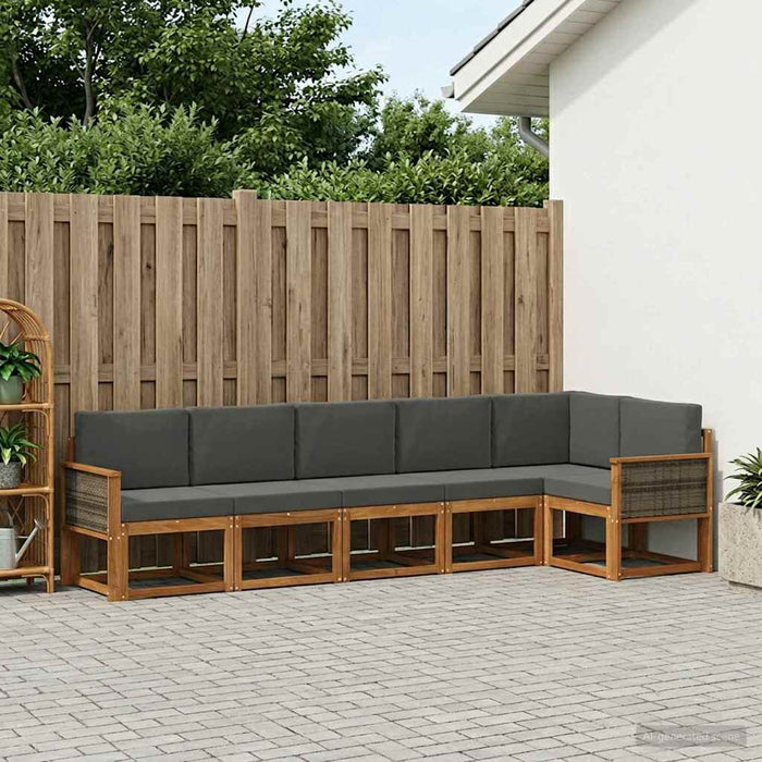 Set de canapele de exterior 6 pcs Natural și Antracit Poliester WALTI