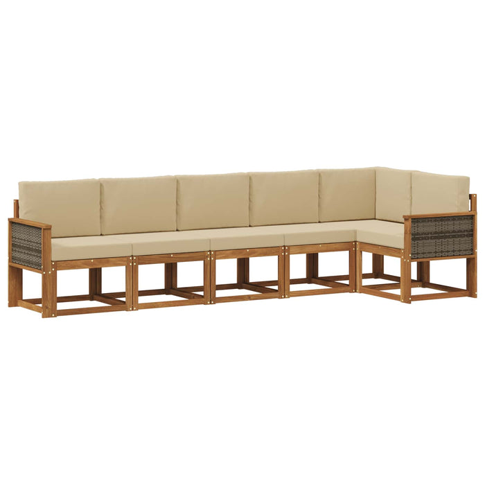 Set de canapele de exterior 6 pcs Natural și Bej Poliester WALTI