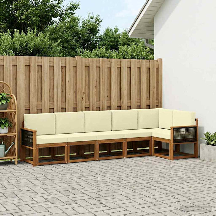 Set de canapele de exterior 6 pcs Natural și Crem Poliester WALTI