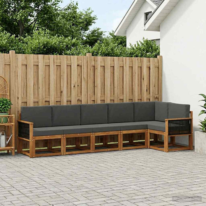 Set de canapele de exterior 6 pcs Natural și Antracit Poliester WALTI