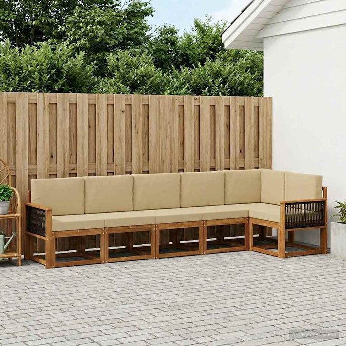 Set de canapele de exterior 6 pcs Natural și Bej Poliester WALTI