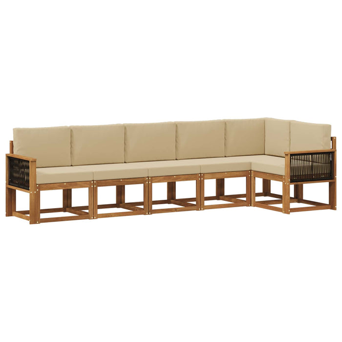 Set de canapele de exterior 6 pcs Natural și Bej Poliester WALTI