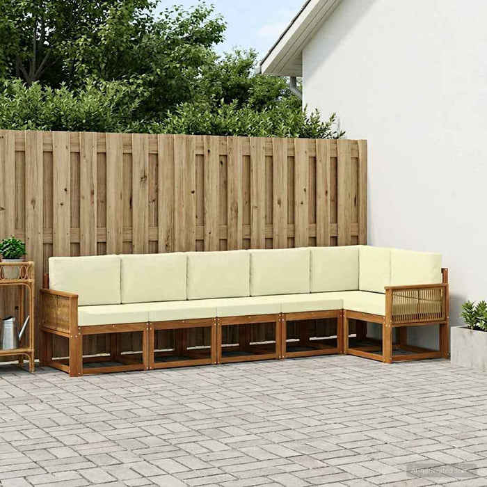 Set de canapele de exterior 6 pcs Natural și Crem Poliester WALTI