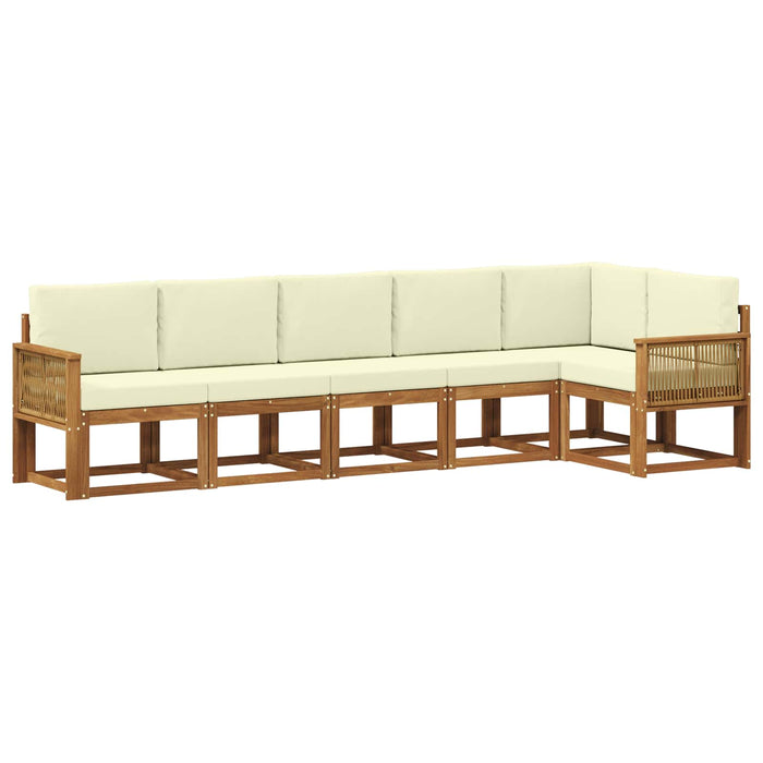 Set de canapele de exterior 6 pcs Natural și Crem Poliester WALTI