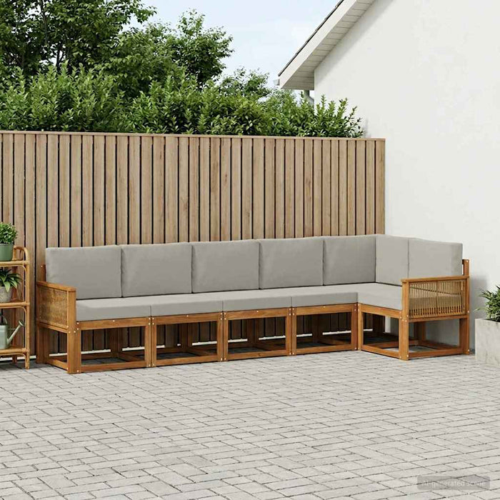 Set de canapele de exterior 6 pcs Natural și gri deschis WALTI