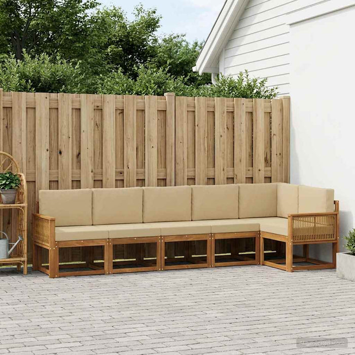 Set de canapele de exterior 6 pcs Natural și Bej Poliester WALTI