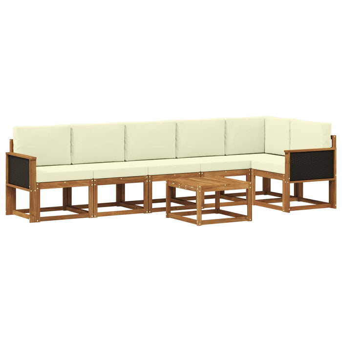 Set de canapele de exterior 7 pcs Natural și Crem Poliester WALTI