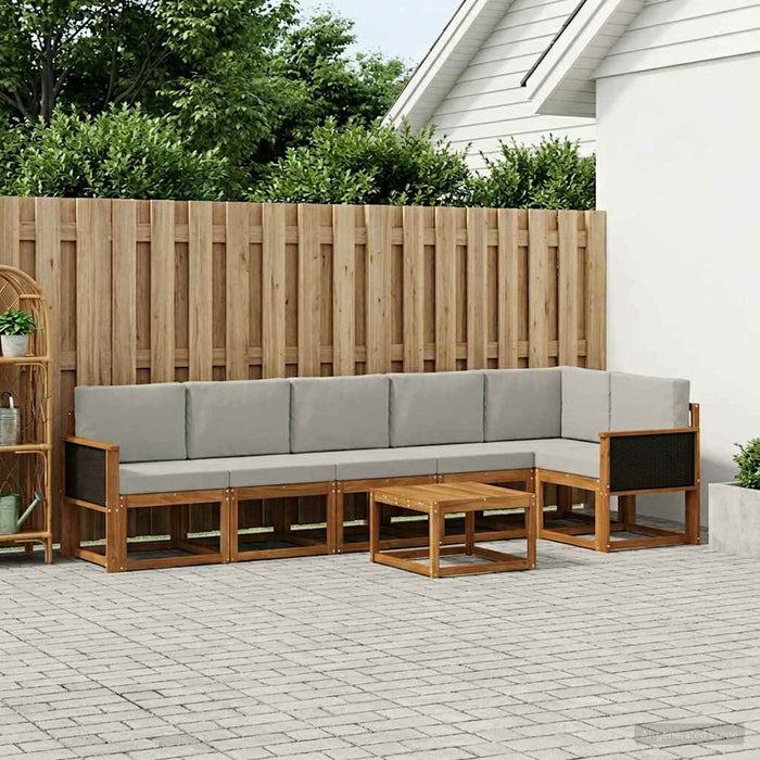 Set de canapele de exterior 7 pcs Natural și gri deschis WALTI