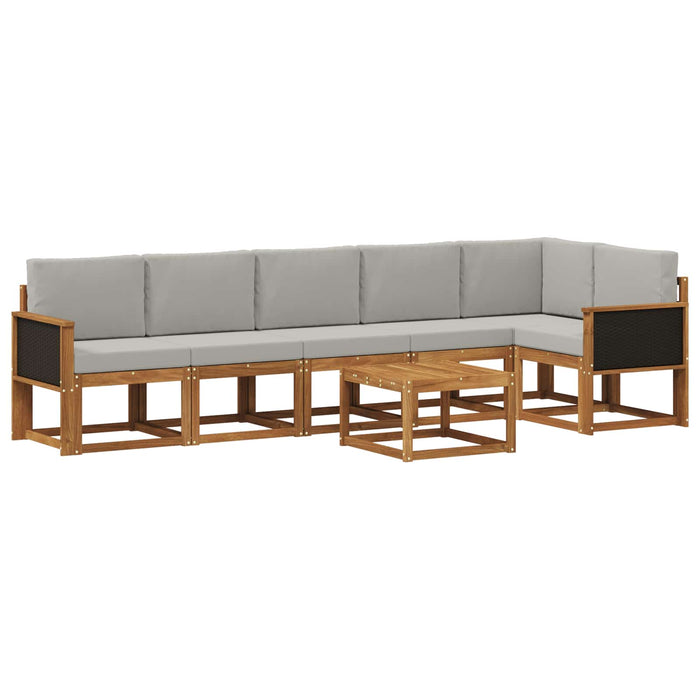 Set de canapele de exterior 7 pcs Natural și gri deschis WALTI