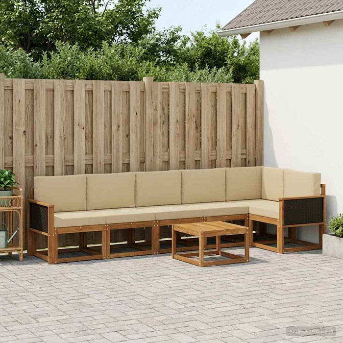 Set de canapele de exterior 7 pcs Natural și Bej Poliester WALTI