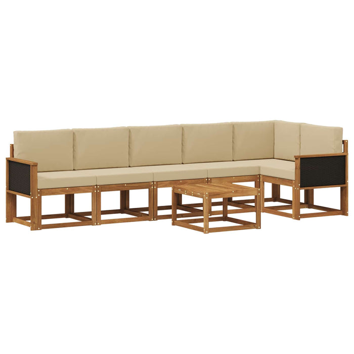 Set de canapele de exterior 7 pcs Natural și Bej Poliester WALTI