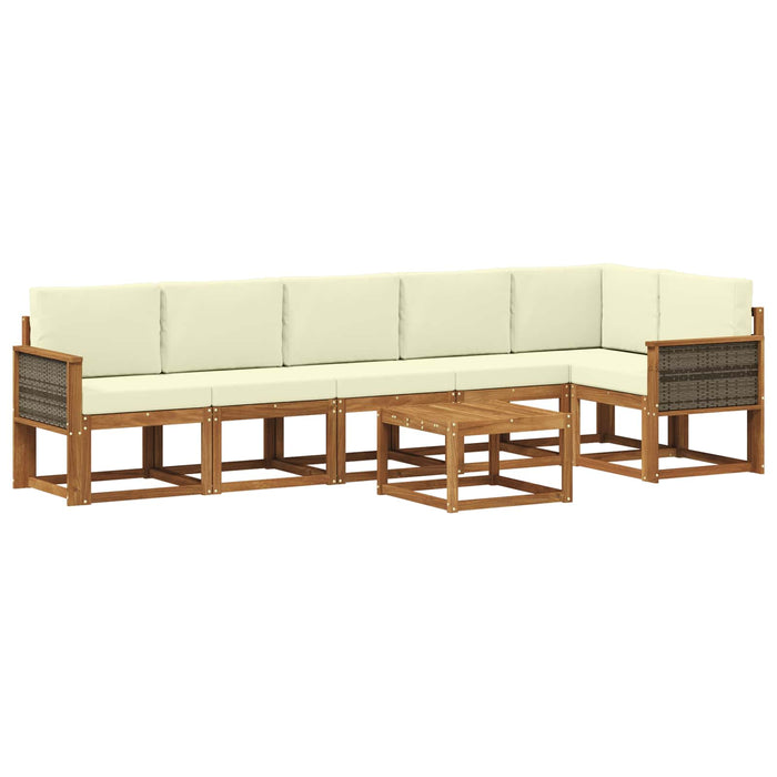Set de canapele de exterior 7 pcs Natural și Crem Poliester WALTI