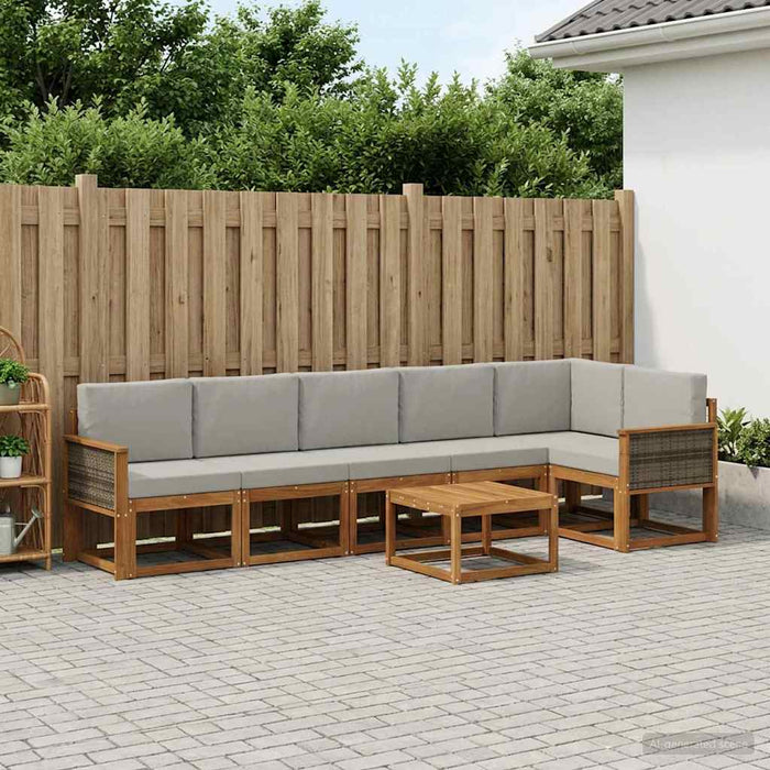 Set de canapele de exterior 7 pcs Natural și gri deschis WALTI