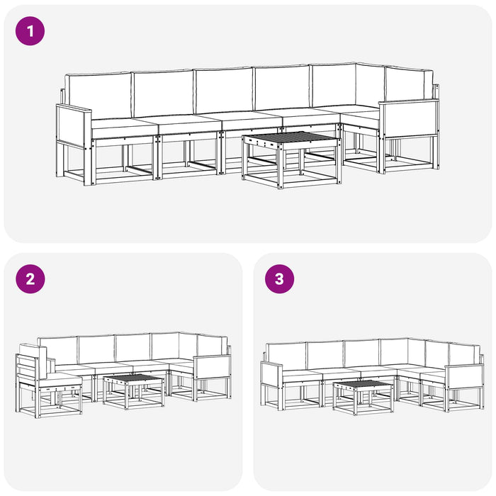 Set de canapele de exterior 7 pcs Natural și Antracit Poliester WALTI