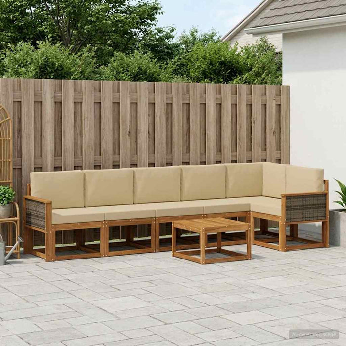 Set de canapele de exterior 7 pcs Natural și Bej Poliester WALTI