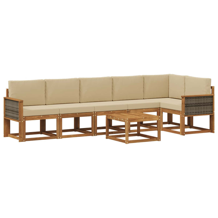 Set de canapele de exterior 7 pcs Natural și Bej Poliester WALTI