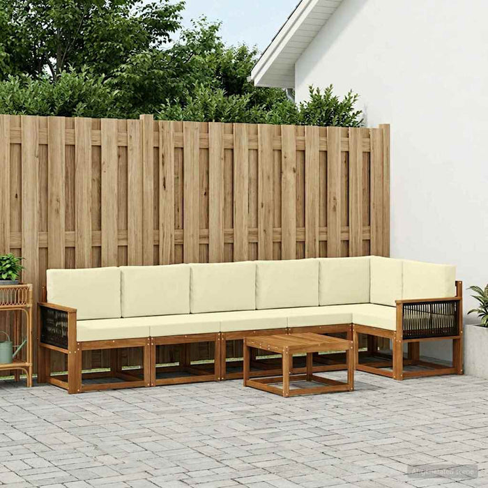 Set de canapele de exterior 7 pcs Natural și Crem Poliester WALTI