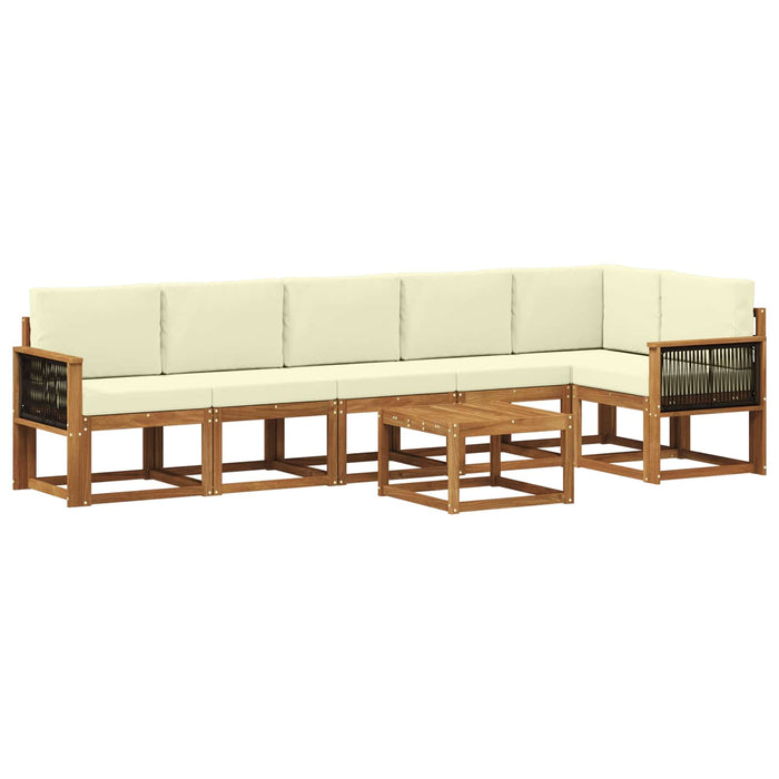 Set de canapele de exterior 7 pcs Natural și Crem Poliester WALTI