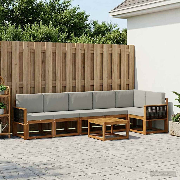 Set de canapele de exterior 7 pcs Natural și gri deschis WALTI