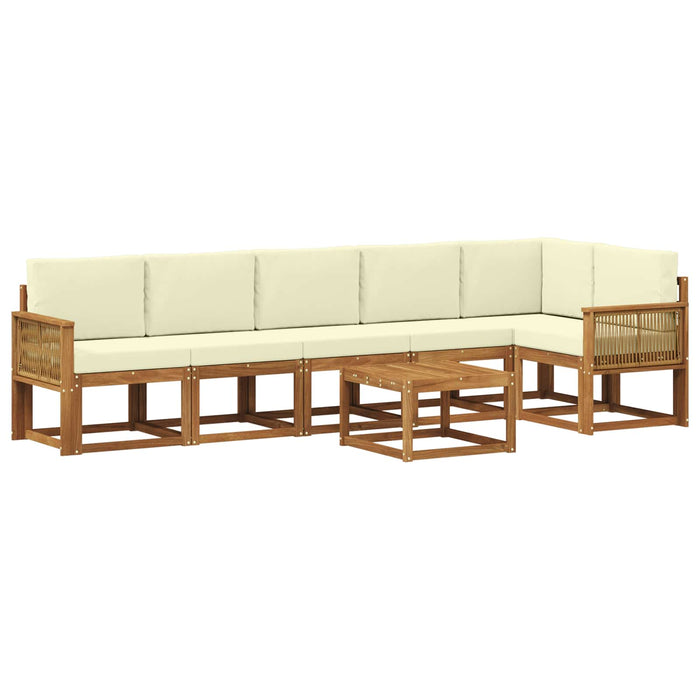 Set de canapele de exterior 7 pcs Natural și Crem Poliester WALTI