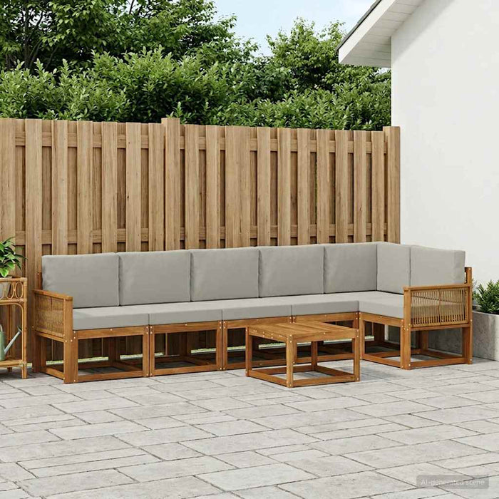 Set de canapele de exterior 7 pcs Natural și gri deschis WALTI