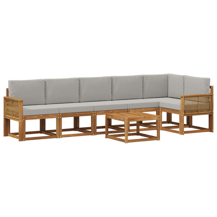 Set de canapele de exterior 7 pcs Natural și gri deschis WALTI