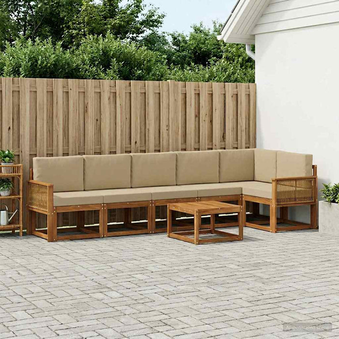 Set de canapele de exterior 7 pcs Natural și Bej Poliester WALTI