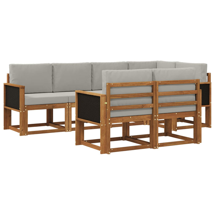 Set de canapele de exterior 7 pcs Natural și gri deschis WALTI