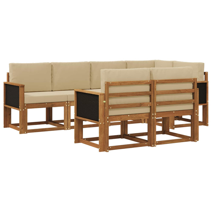 Set de canapele de exterior 7 pcs Natural și Bej Poliester WALTI