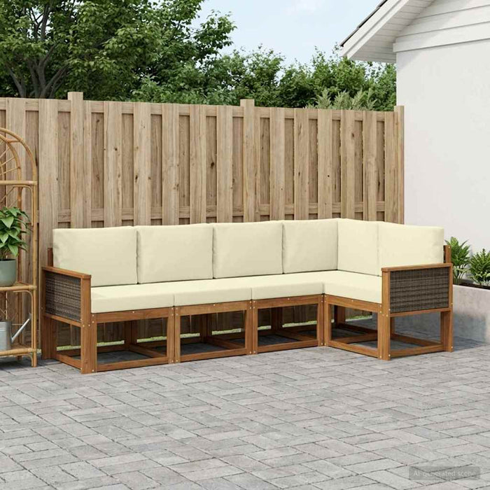 Set de canapele de exterior 7 pcs Natural și Crem Poliester WALTI