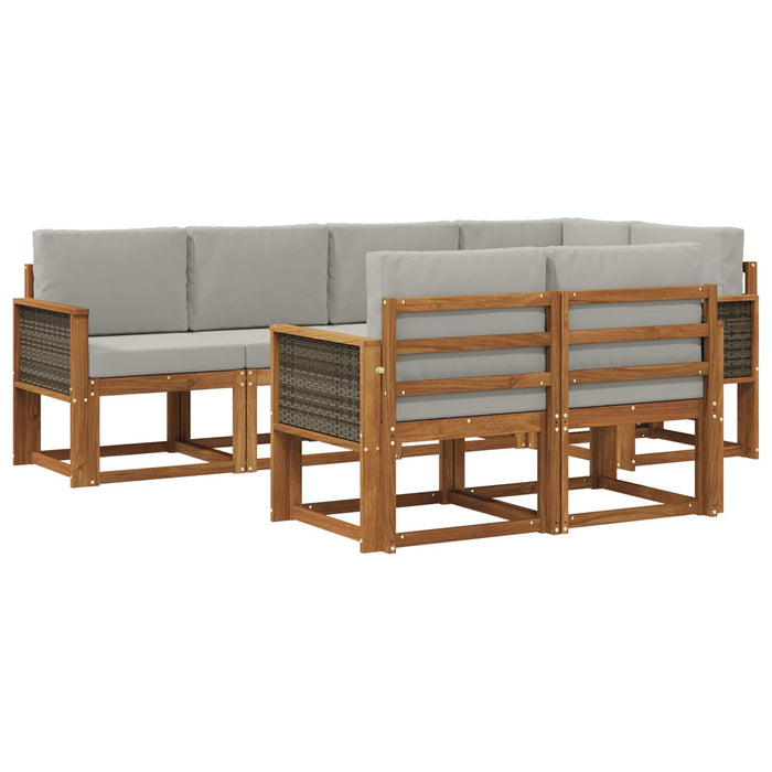 Set de canapele de exterior 7 pcs Natural și gri deschis WALTI