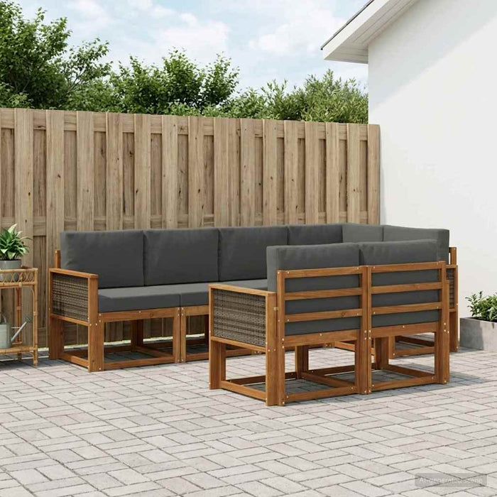 Set de canapele de exterior 7 pcs Natural și Antracit Poliester WALTI