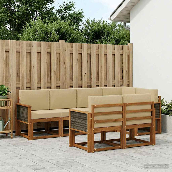 Set de canapele de exterior 7 pcs Natural și Bej Poliester WALTI