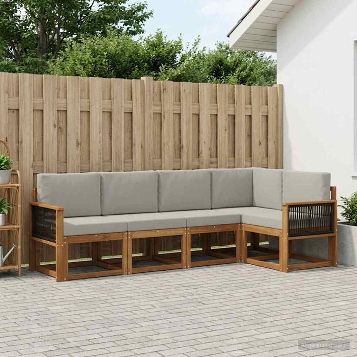 Set de canapele de exterior 7 pcs Natural și gri deschis WALTI