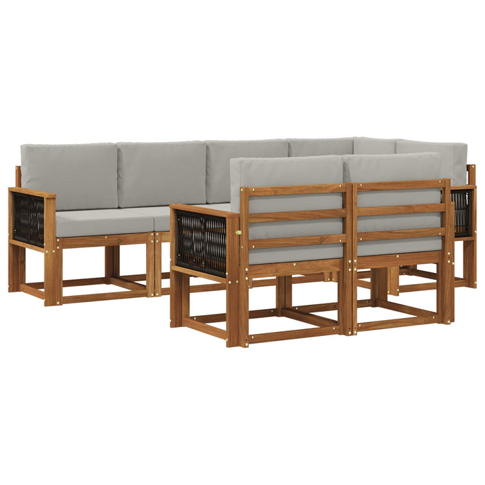 Set de canapele de exterior 7 pcs Natural și gri deschis WALTI