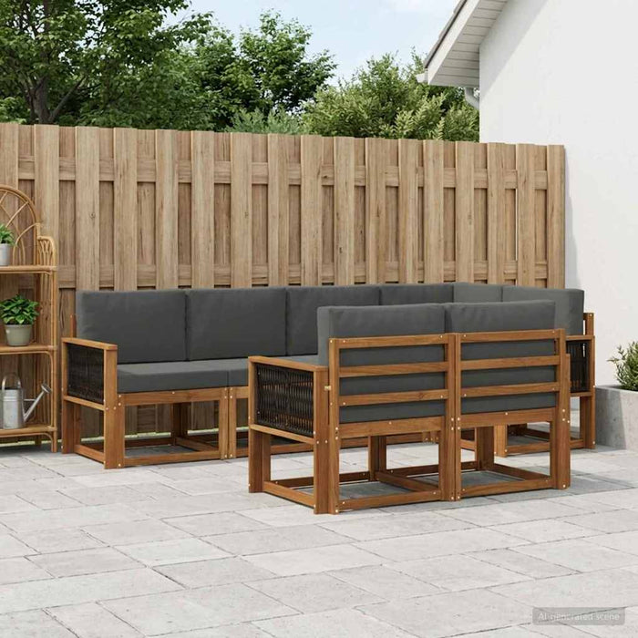 Set de canapele de exterior 7 pcs Natural și Antracit Poliester WALTI