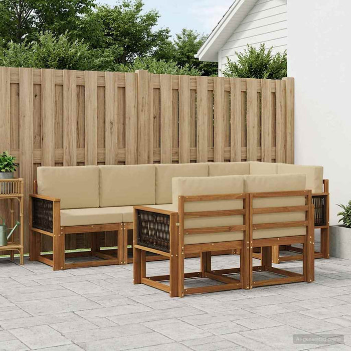 Set de canapele de exterior 7 pcs Natural și Bej Poliester WALTI