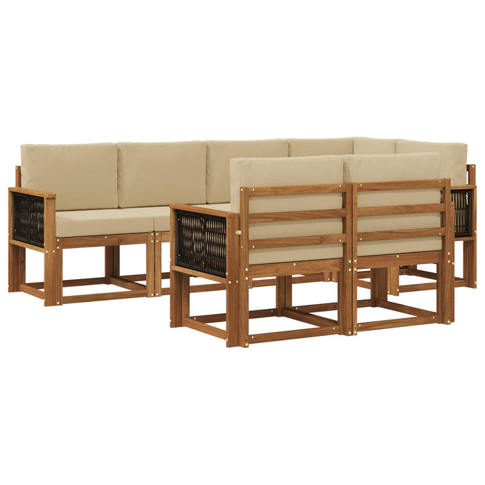 Set de canapele de exterior 7 pcs Natural și Bej Poliester WALTI