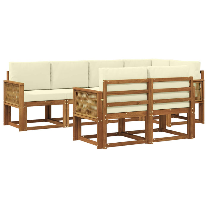 Set de canapele de exterior 7 pcs Natural și Crem Poliester WALTI