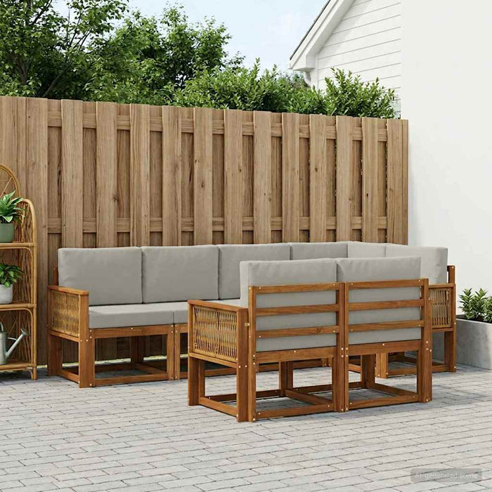 Set de canapele de exterior 7 pcs Natural și gri deschis WALTI
