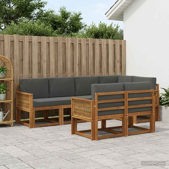 Set de canapele de exterior 7 pcs Natural și Antracit Poliester WALTI