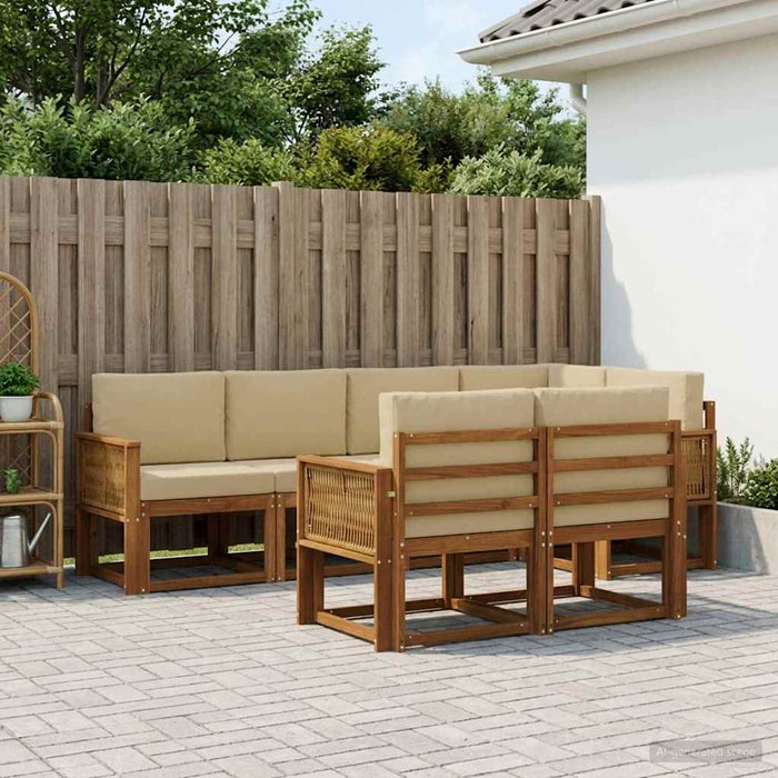 Set de canapele de exterior 7 pcs Natural și Bej Poliester WALTI